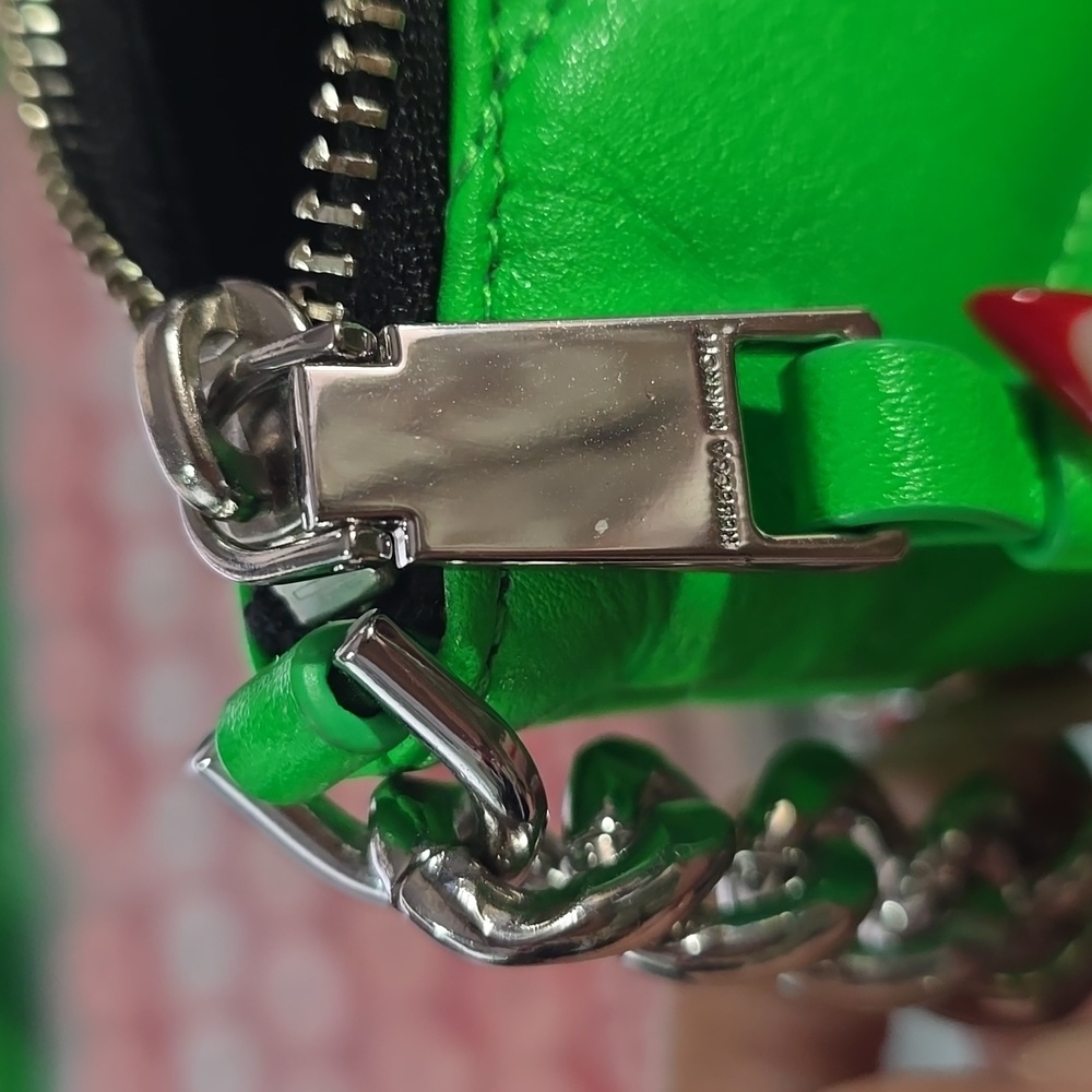 Rebecca Minkoff Neon Green Crossbody Bag with Silver Chain Detail - Picture 5 of 8